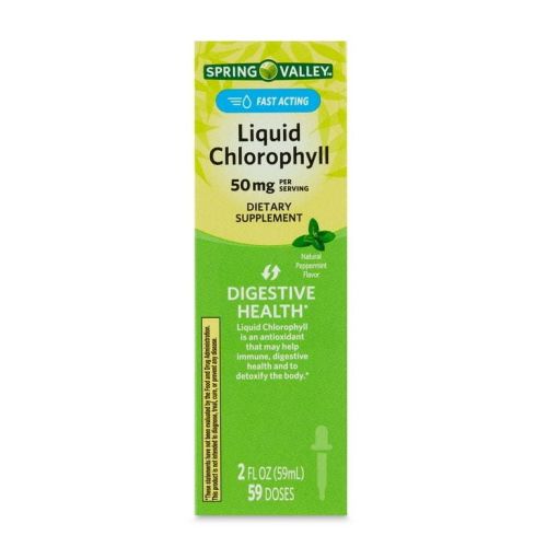 Spring Valley Fast Acting Chlorophyll Digestive Health Dietary Supplement Liquid, Peppermint, 50 mg, 2 fl oz Spring Valley Fast Acting Chlorophyll Digestive Health Dietary Supplement Liquid, Peppermint, 50 mg, 2 fl oz
