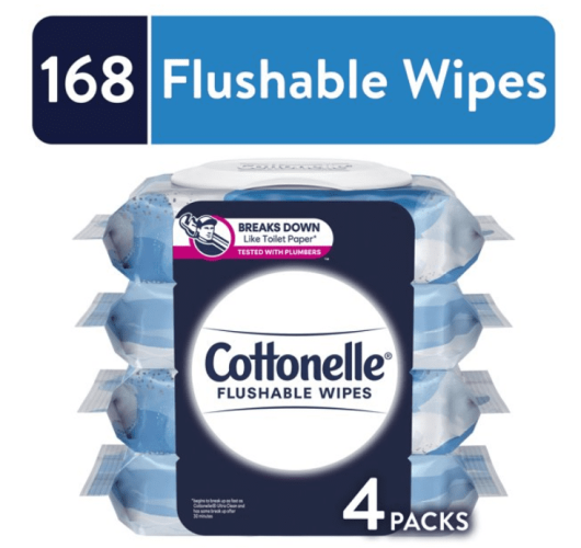 Cottonelle Ultra Fresh Flushable Wet Wipes, 4 Flip-Top Packs (168 Total Flushable Wipes) Cottonelle Ultra Fresh Flushable Wet Wipes, 4 Flip-Top Packs (168 Total Flushable Wipes)